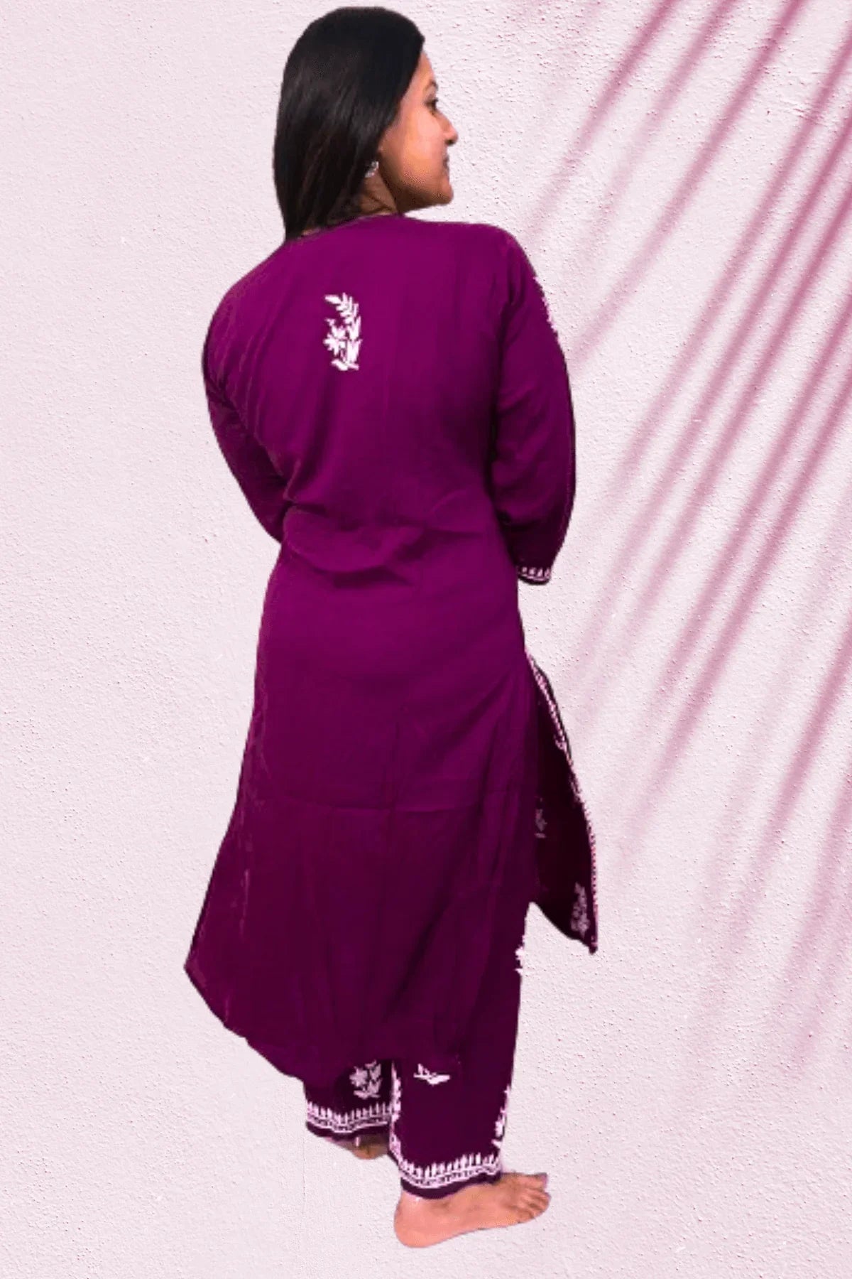 Wine Modal Cotton Kurti Palazzo Set - Awadhkari