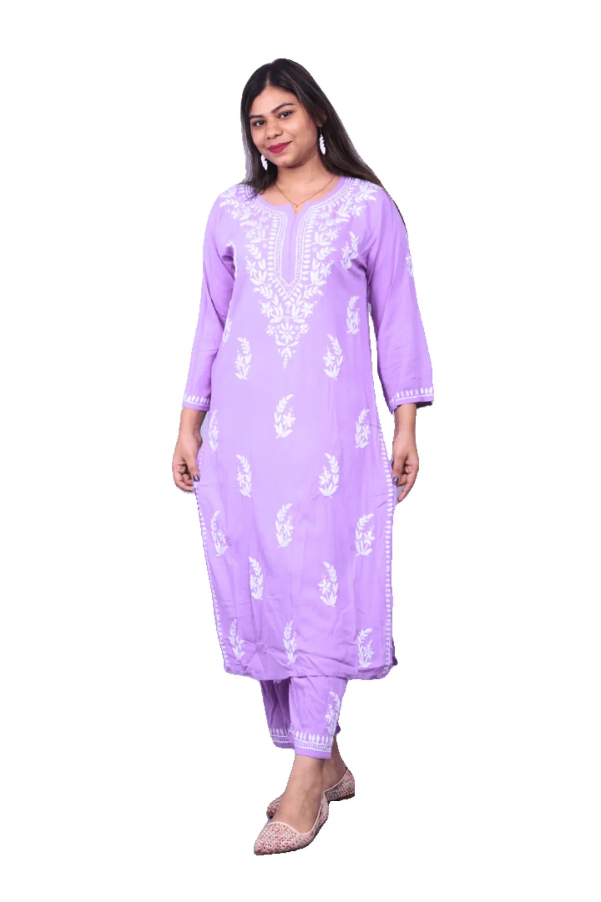 Purple Chikankari Modal Cotton Palazzo Set - Awadhkari