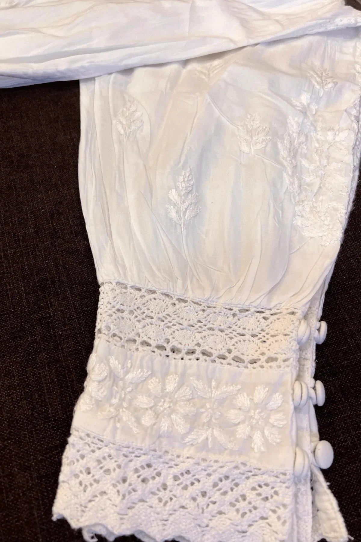 White Hand Embroidered Lucknowi Chikankari Afghani Style Palazzo - Awadhkari