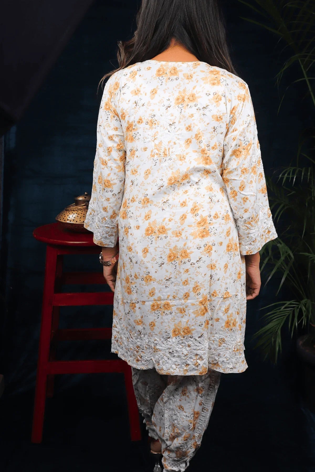 Chikankari Afghani Style Mal Cotton Co-ord Set - Awadhkari
