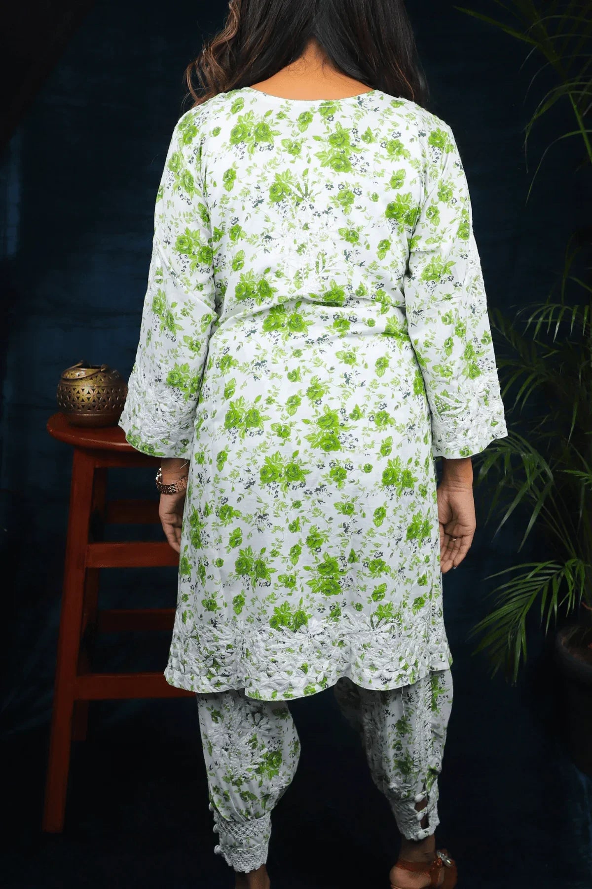 Chikankari Afghani Style Mal Cotton Co-ord Set - Awadhkari