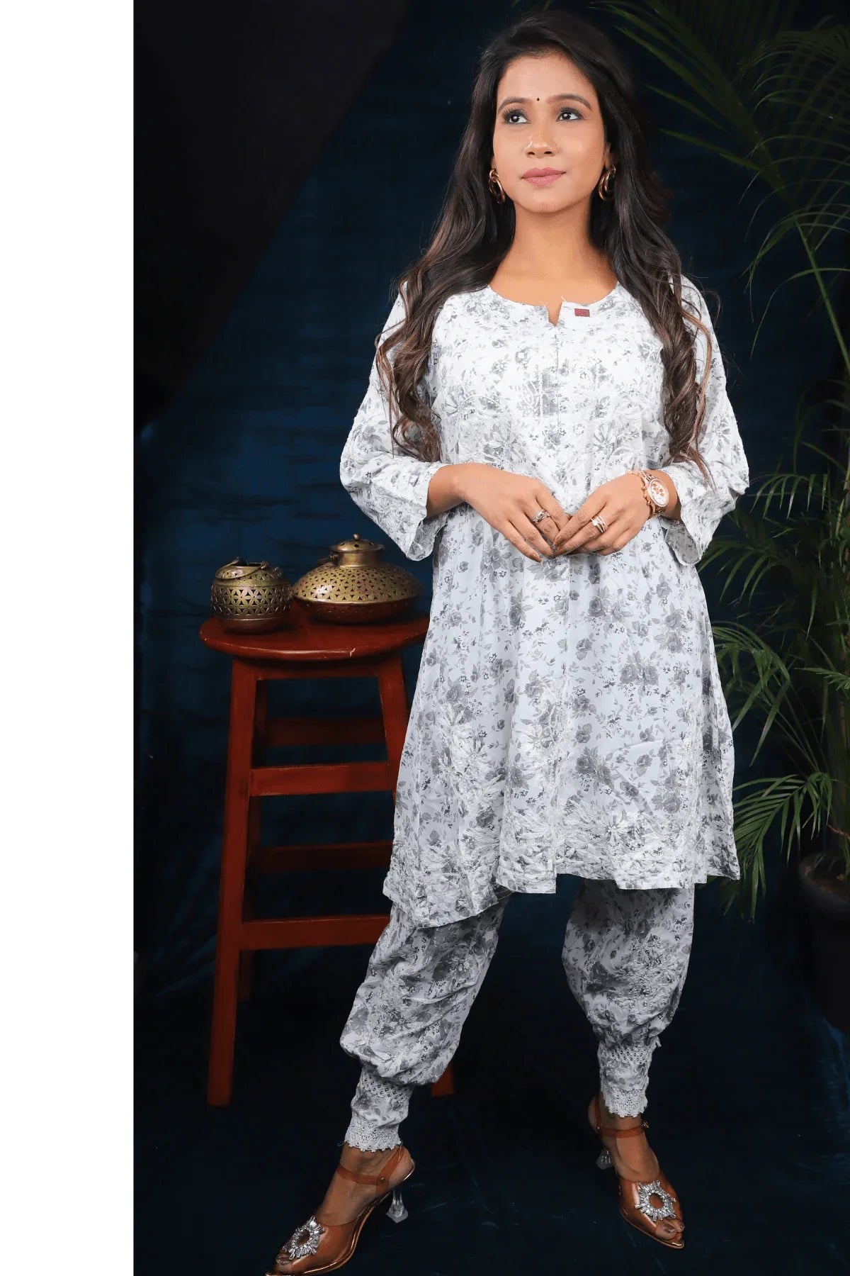 Chikankari Afghani Style Mal Cotton Co-ord Set - Awadhkari