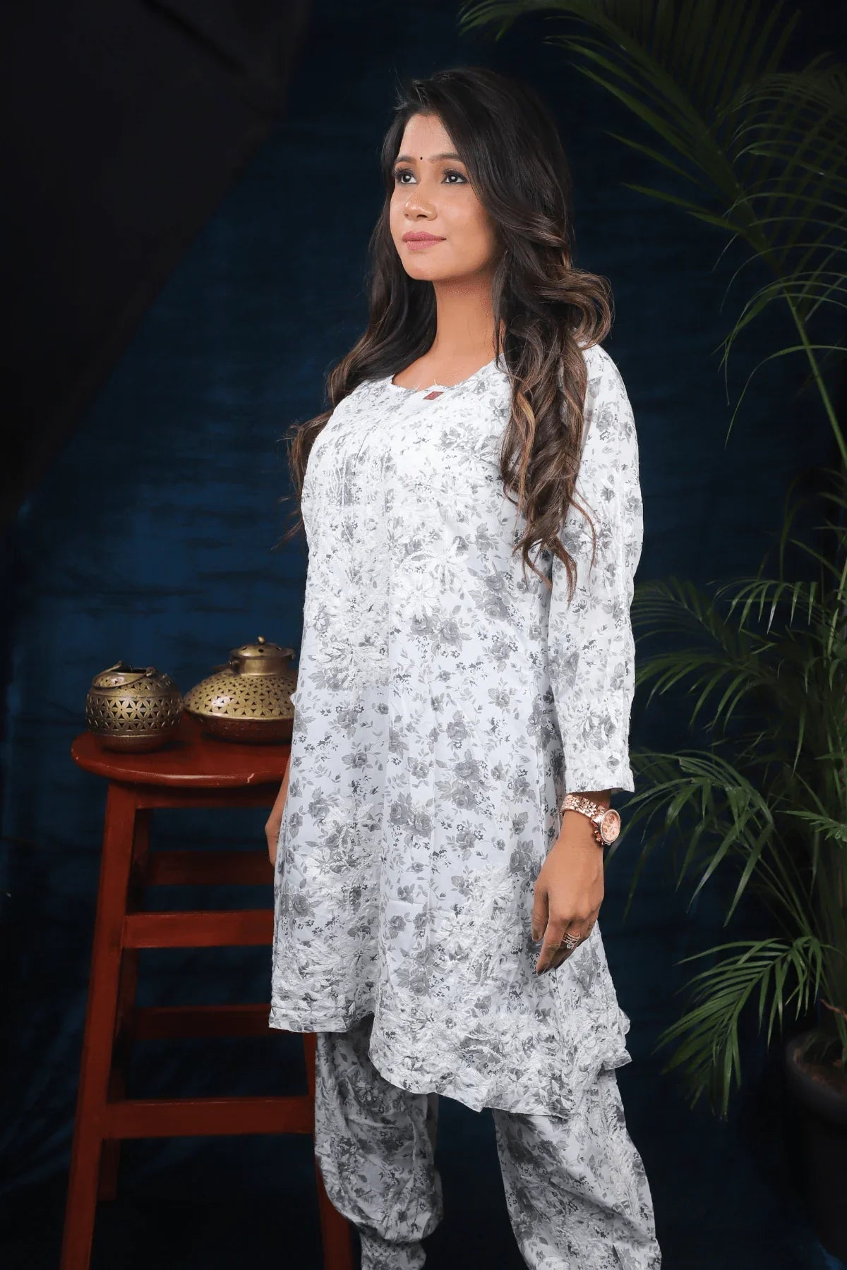 Chikankari Afghani Style Mal Cotton Co-ord Set - Awadhkari
