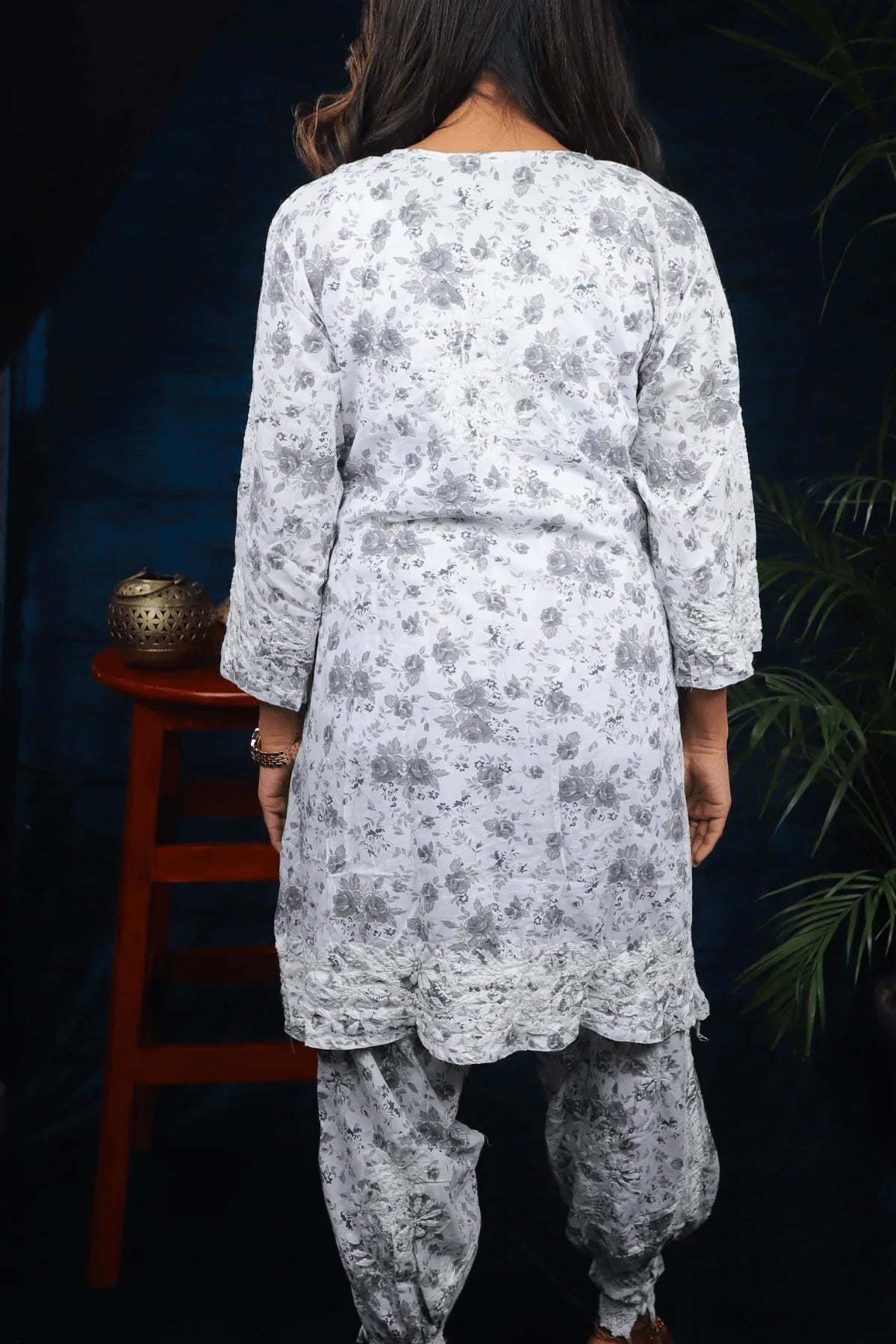 Chikankari Afghani Style Mal Cotton Co-ord Set - Awadhkari
