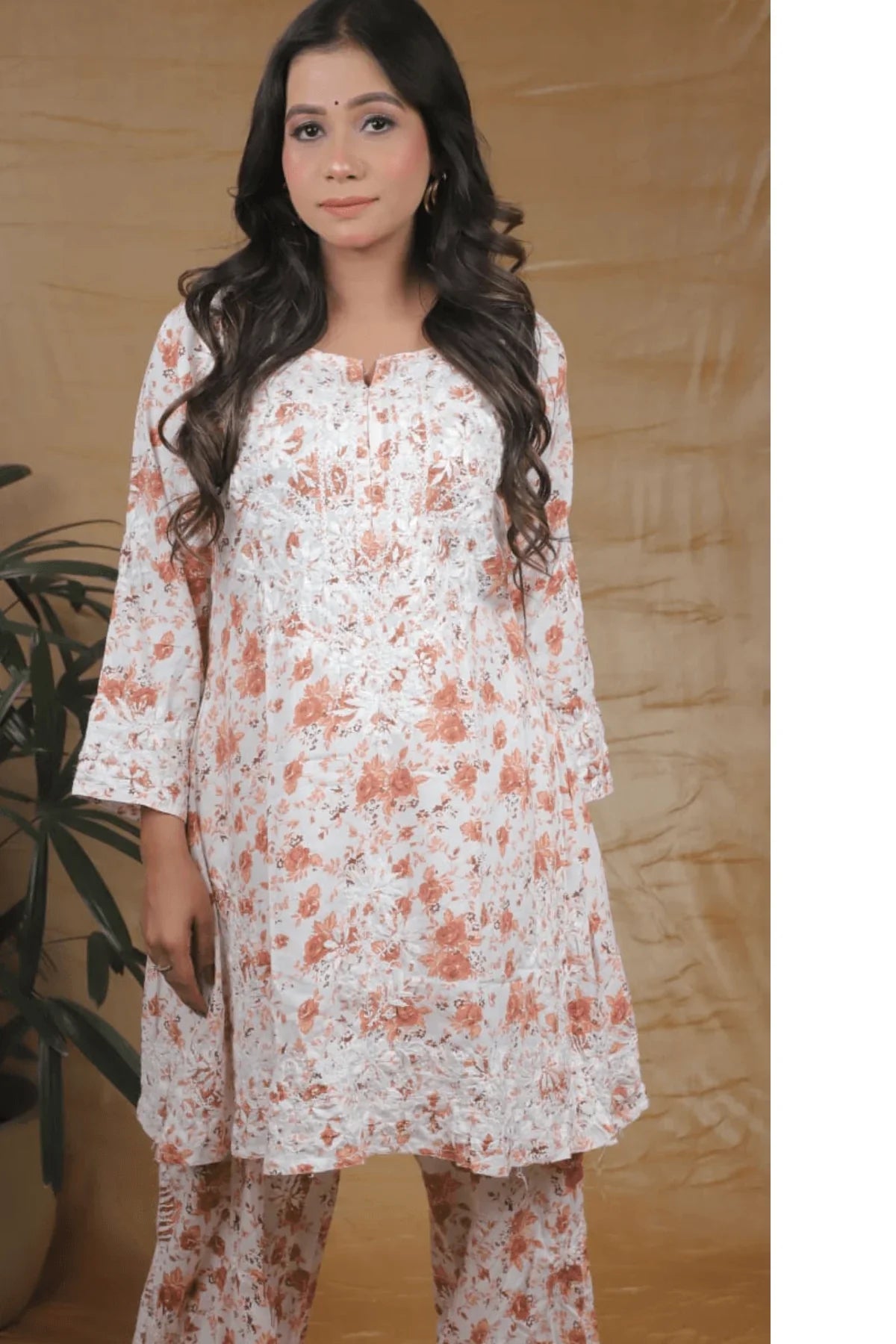 Chikankari Afghani Style Mal Cotton Co-ord Set - Awadhkari