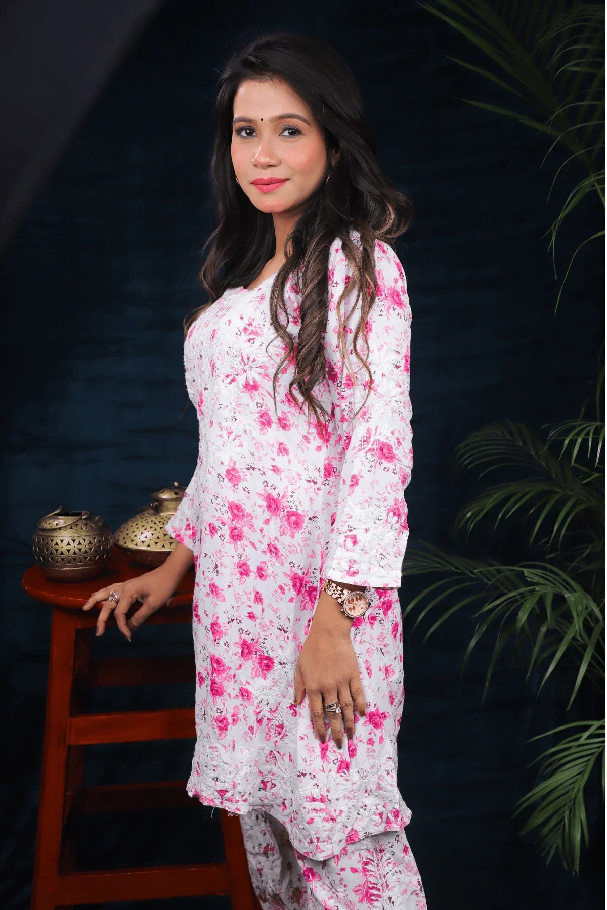 Chikankari Afghani Style Mal Cotton Co-ord Set - Awadhkari