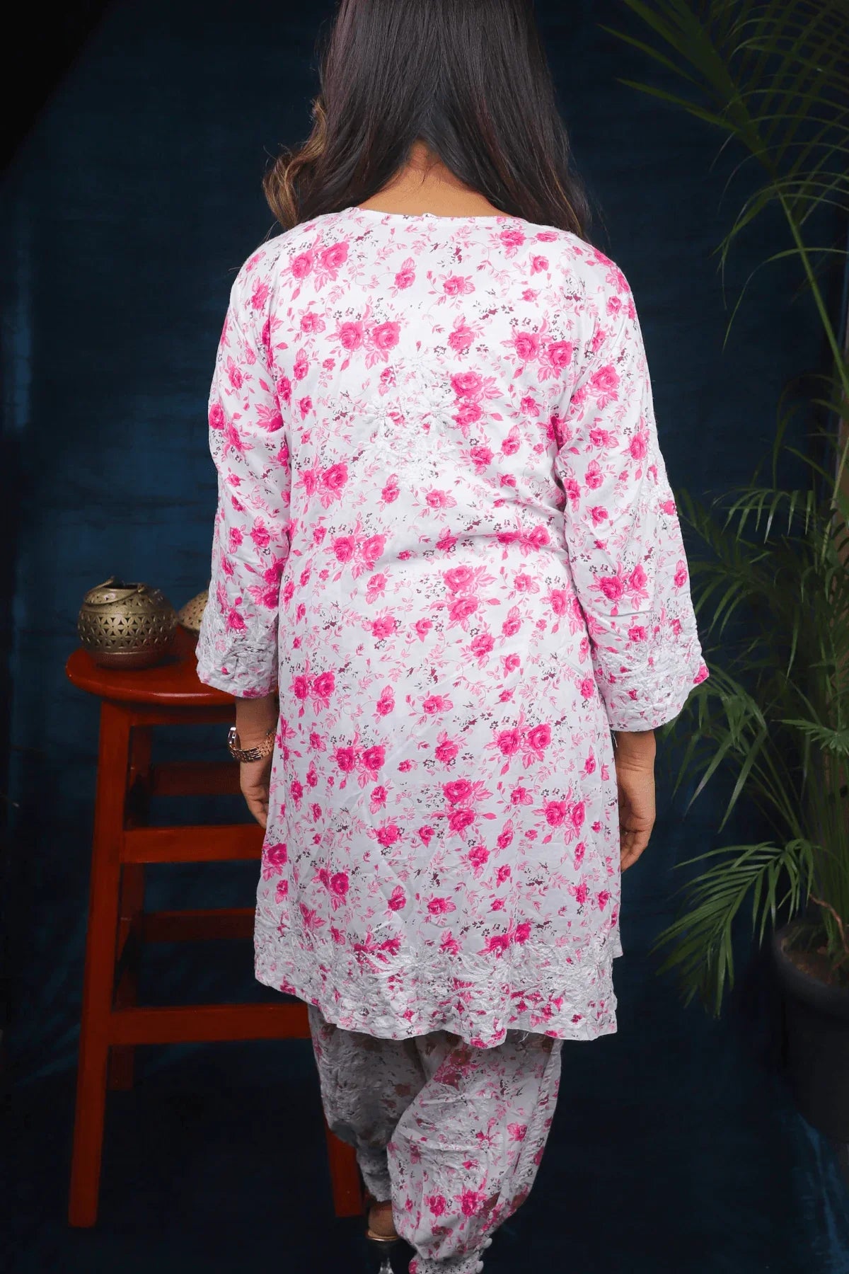 Chikankari Afghani Style Mal Cotton Co-ord Set - Awadhkari